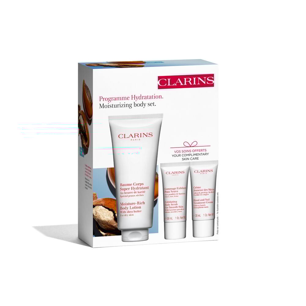 Coffret Baume Corps Super Hydratant, Gommage Exfoliant Peau Neuve et Crème Jeunesse des Mains