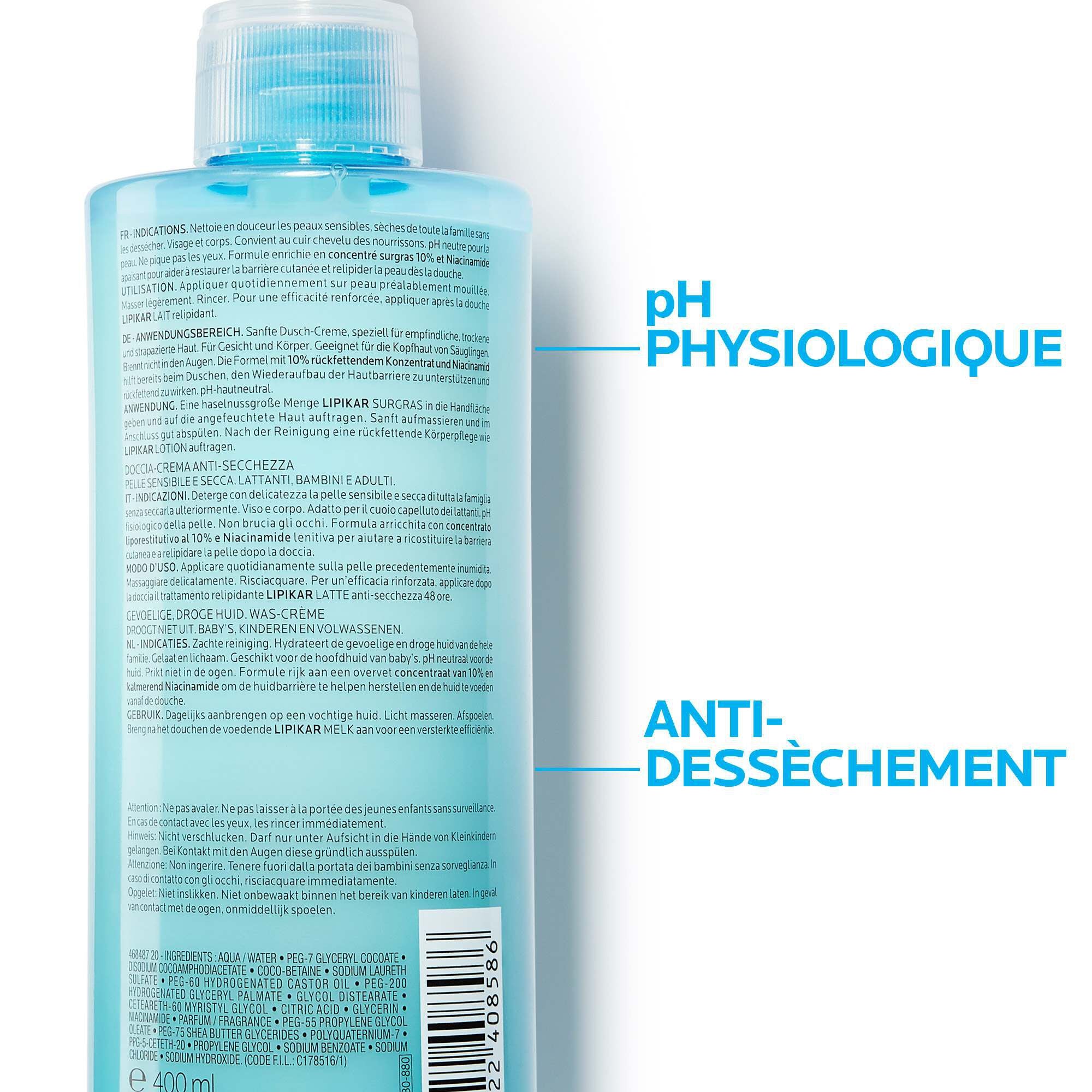 LIPIKAR SURGRAS DOUCHE-CRÈME