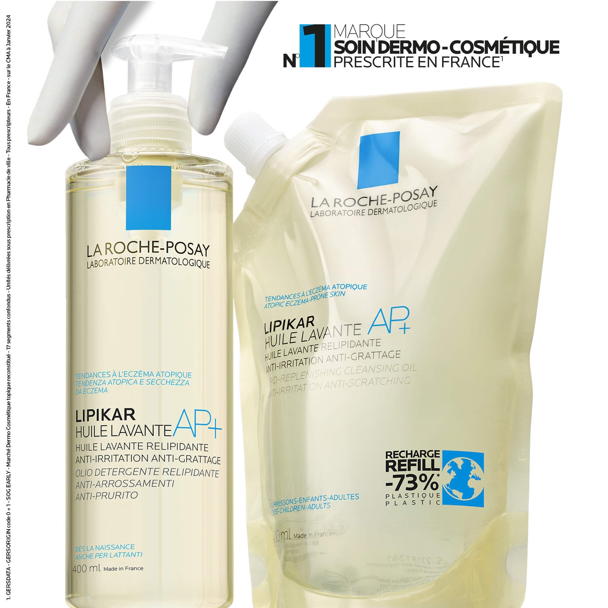 DUO LIPIKAR HUILE DE DOUCHE LAVANTE AP+ ET SON ECO-RECHARGE