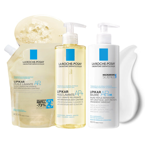 ROUTINE LIPIKAR BAUME AP+M, HUILE DE DOUCHE LAVANTE AP+ ET SON ECO-RECHARGE
